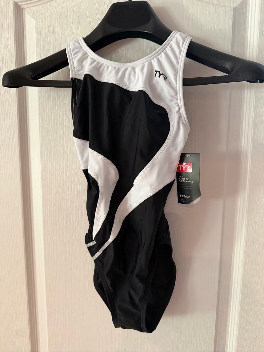 TYR Black and White Women's Performance One-Piece Swimsuit